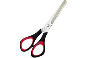 Wedo Ciseaux Universel, en Acier Inoxydable, en Plastique Rond 9766 Ciseaux Multi-Usages Grip Doux Noir/Rouge 15,5 Cm