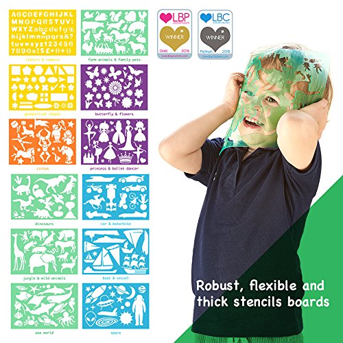 Valisette-de-Pochoirs--Dessin-pour-les-Enfants-par-Creativ-Craft-Jouet-Educatif-et-Activit-Idale-pour-les-Voyages-Eveille-la-Crativit-des-Garons-et-des-Filles-ds-4ans-Mdaille-dor--Loved-By-Parents--en