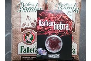 LA FALLERA / HACENDADO 2x1kg Riz spécial paella bomba 1 Kg La Fallera + 0,375gr. Safran en filament Hacendado