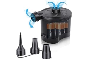 3T6B Bomba de Aire Batería, Inflador Eléctrica Rápido y Desinflador, Batería 4D no Incluida, Portátil Hinchador con 3 Boquillas, para Playas Colchón de Aire, Bote Inflable, Anillo de Natación