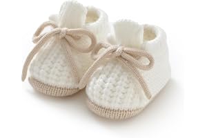 LAWKUL Baby Booties Knit Newborn Shoes Cozy First Walkers Infant Toddler Boots for Boy Girls 0-3 Months