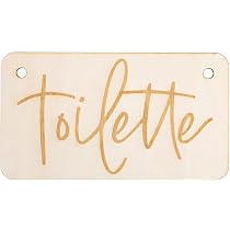 Targhetta Porta WC In Metallo 14.8x10.5cm - Design Legno, Adesiva, Per Bagno O Ufficio