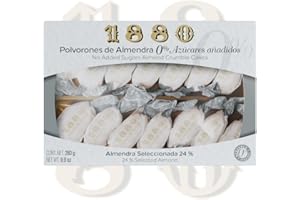 1880 - Polvorones faits à la main 0% de sucre ajouté, qualité suprême, gourmandise typique de Noël, recette artisanale, emballage individuel, 280 grammes