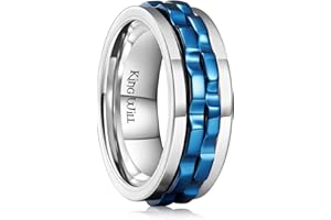 King Will Anneaux rotatifs noirs en acier inoxydable pour homme et femme, anneau anti-anxiété pour homme et femme, jouet sans stress, bague de mariage cool