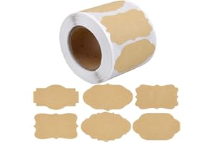 FANGEHONG Etichette Kraft Adesivi, 500pcs Etichette Adesivo di Carta Kraft, Etichette Barattoli Cibo per Bottiglie Marmellata, Barattoli, Cucina Domestica Fatta a Mano, Ufficio, Confezione Regalo