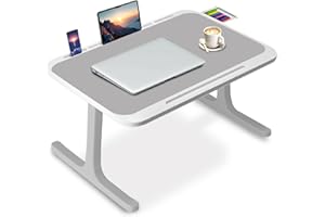 WEIQILE Laptoptisch, Laptop Betttisch Klappbar, Notebook Tisch,Schublade, Slot, für Bett, Sofa, Boden (Grey)