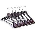 Nature Smile Luxury Mahogany Wooden Suit Hangers - 6 Pack - Wood Coat Hangers,Jacket Outerwear Shirt Hangers,Glossy Finish with Extra-Wide Shoulder, 360 Degree Swivel Hooks & Anti-Slip Bar with Screw