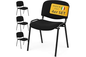 Topsit Lot de 4 Chaises Visiteur ISO Chaises de conférence empilables et Confortables avec Assise et Dossier rembourrés
