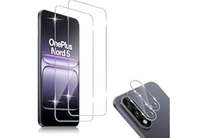 HidWee Compatible avec OnePlus Nord 5 5G Protection écran, 2 Pièces Verre Trempé + 2 Pièces Caméra Protecteur, 9H Dureté HD Sans Bulles Anti-rayure Protection Décran