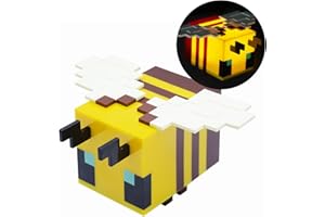 HLMNAKE Lampada da comodino con ape pixel, graziosa luce notturna con cavo di ricarica, 500 mAh, 19,3 x 16,5 x 10,3 cm