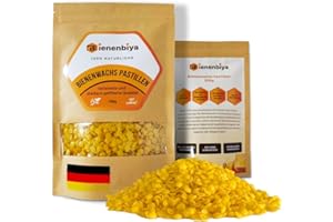 ‎BIENENBIYA Bienenbiya® 100% Reine Bienenwachs Pastillen (100g) ohne Zusatzstoffe, natürliches Beeswax für Salben,Kosmetika,Seifen,Kerzenherstellung und Leder-/Holzpflege