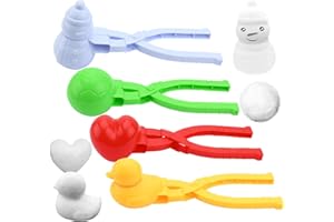Gukasxi 4 Pcs Snowball Maker Clips Cartoon Shaped Snow Ball Clips Claps, Outdoor Winter Play Snow Toys for Kids Snow Ball Fights, Sand Clay Mold Tools for Beach Player