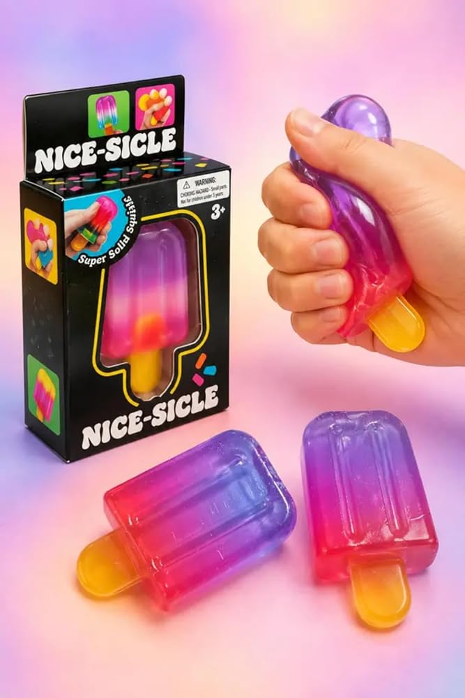 Nice-Sicle Dondurma Squishy Sıkılabilir Fidget Oyuncak, 1 Adet (8.5x6x4 cm) | Şeffaf Jel Görünüm, Renk Geçişli Tasarım, Yumuşak ve Esnek Yapı, 3+ Yaş, Duyusal Oyuncak