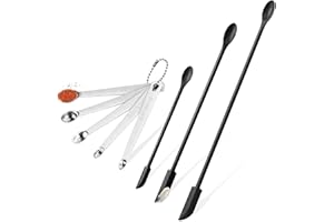 ESIE HOUZIE 8 Pcs Mini Measuring Spoons Set- Includes 5 Stainless Steel Tiny Measuring Spoons & 3 Reusable Double-Ended Mini Silicone Spatulas for Kitchen Cooking Spice Bottle Jam Jars Narrow Can