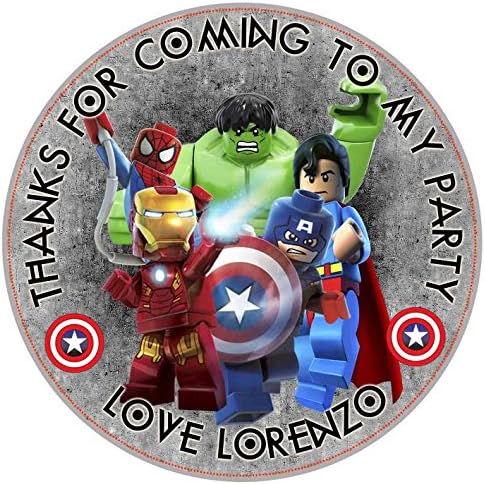 30xPersonalised Lego hero,Lego marvel hero party 50mm 2" Party Stickers thank you labels