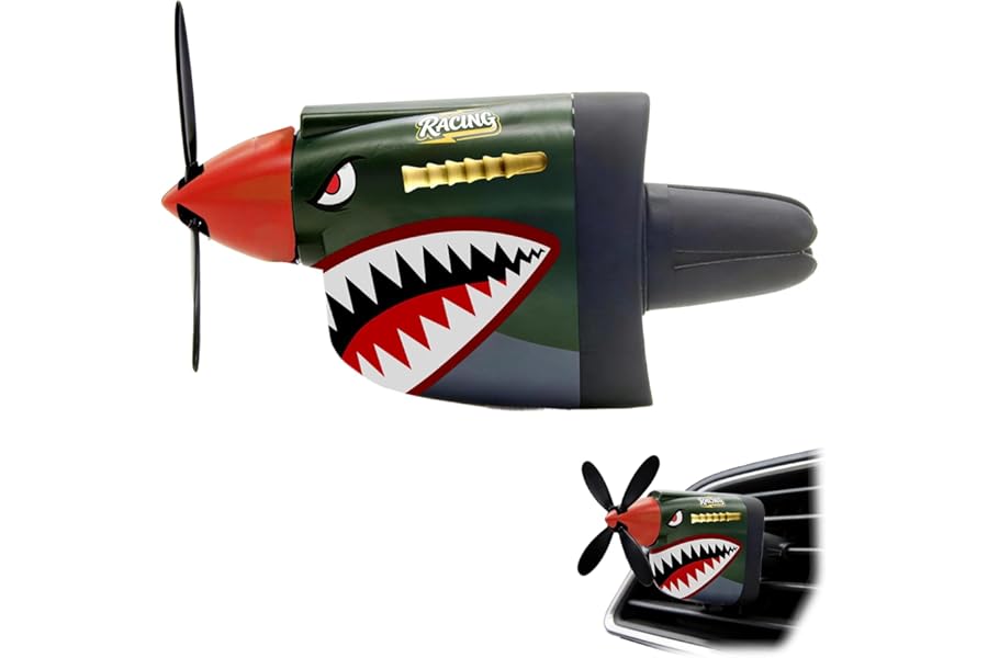 Fighter Car Air Fresheners Vent Decoration, 2026 New Shark Fighter Rotating Propeller Car Diffuser Vent Clip, Personalised Car Air Freshener, Car Accessories for Men