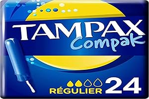 Tampax Compak – 24 Tampons mit Applikator, regelmäßig, leicht bis mittel – ohne Duft und ohne Farbstoffe, getestet unter gynäkologischer Kontrolle, Schutz und Komfort während Ihrer Periode
