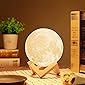 Gamereserves 3D Moon Lamp, LED 10 Colors Moon Night Light Lamp,Touch Control, Dimmable, Color Change, USB Recharge…