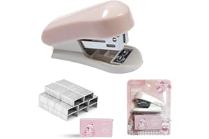 YGCQFH Mini Stapler and Staples Set with 400 Standard 26/6 Staples, Effortless Portable, 2-25 Sheet Capacity, Cute Stapler Gift for Student, Office Home School Use (Pink)