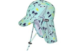 weVSwe Bébé Enfant en Bas Âge Chapeau De Soleil UPF 50+ Bonnet De Bain Rabat Cou Protection Réglable Mentonnière UV Protection Solaire Chapeaux