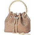 DJBM Women Full Diamonds Bucket Handbag Rhinestone Clutch Purse Evening Clutch for Women Party Prom Cocktail Wedding