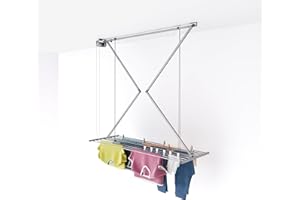 ‎FOXYDRY Foxydry Mini stojak sufitowy, pionowa suszarka na pranie, składany, z aluminium i stali (Szary, 150)