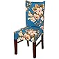 House of Quirk Elastic Chair Cover Stretch Removable Washable Short Dining Chair Cover Protector Seat Slipcover - Blue Flower