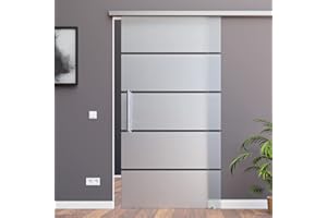 BP1-1025-420-ASE: Schiebetürsystem ESG 1025x2050x8mm P1, Siebdruck; Alu Schienensystem SlimLine SoftClose; Griffstange rund 420