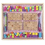 holzperlen rund mit buchstaben Geeignet für Kinder ab 3 Jahren als Schmuckbastelnsets für Ketten, Armband, bietet großen Fädelspaß.