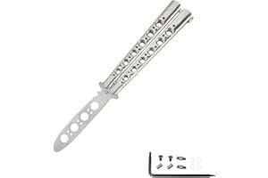 PAIDASHU Aite Couteau papillon Trainer et peigne pour entraînement, Métal Arc-en-ciel, Pratique Balisong Acier Mat Couteau avec Gaine