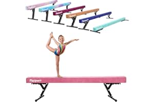 FBSPORT Trave ginnastica artistica per casa regolabile 244CM, trave di equilibrio ginnastica ad alto e basso livello Fascia da pavimento Altamente stabile per bambini 5 altezza regolabiletrave ginnastica