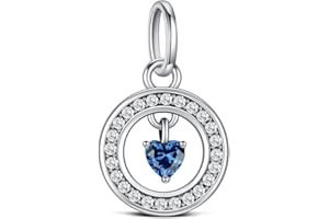 KEQ Birthstone Charms for Pandora Me Bracelet 925 Sterling Silver Simulated Birthstone Heart with CZ Charm Pendant Bracelet Necklace Jewelry Gifts