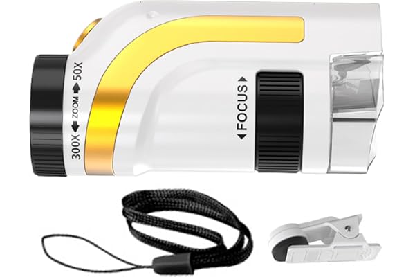 Ratpzou Microscope Enfant Portable | 50x-300x Digiscope avec Éclairage LED | pour Enfant,pour Garçons, Filles Nouvel an, Anniversaire, Salle De Classe Et Christmas