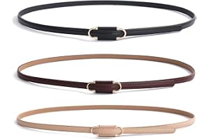 LUFFLOK 3 Stycken PU-Läderbälten, Signerat Bä För Kvinnor Och Flickor, Justerbart Läderbä Utan Hål Tunn Midjebä Damt