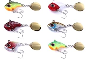 TUXIBIN Lot de 6 leurres de pêche, appâts artificiels, ensemble de Jig Spinner, leurres à spinner, appâts artificiels, spinnerbait, hameçons de pêche pour perche, truite, brochet, sandre, silure, doré
