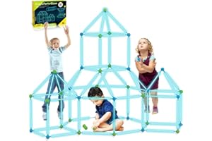 YUDOXN 140pcs Kit De Construcción para Niños 140 Piezas Que Brillan En La Oscuridad Air Forts Constructor De Regalo Juguetes para De 4 5 6 7 8 9+ Años De Edad Niñas DIY Fort Building Túneles Tienda De