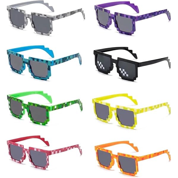 FSMILING Thug Life – Lot De 10 Lunettes De Soleil Pixelisées 8-bit, Pour Adultes Et Enfants, Fêtes Et Jeux