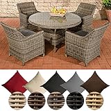 Unter der Polyrattan-Verkleidung sorgt ein vollverschweißtes Aluminiumgestell für einen stabilen Stand der Gartenmöbel. Die Polyrattanfaser ist UV-beständig, wasserfest und pflegeleicht. Sie können die Gartenmöbel mühelos mit einem feuchten Tuch säubern.