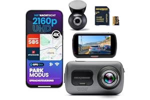 Nextbase Caméra embarquée 622GW avant + arrière 4K UHD, stabilisation d'image, What3Words, GPS & SOS d'urgence Mode stationnement
