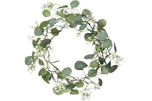 AISAMCO Aramco sztuczny srebrny dolar, mieszanka liści eukaliptusa, girlanda z gipsophili, wisząca girlanda z kwiatem eukaliptusa, 1,7 m długości, dekoracja na środkową część