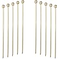 Polly Online 10pcs Cocktail Sticks Set Stainless Steel Fruit Sticks,Reusable Drink Picks Appetizer Toothpicks Martini Glass Picks Gold