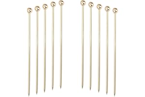 ‎POLLY ONLINE Polly Online 10 Stück Edelstahl-Cocktailspieße, Wiederverwendbare Cocktail-Sticks Obst-Sticks für Fingerfood, kleine Snacks, Antipasti und Cocktails