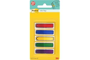 Post-it Index Arrow Flag, Assorted Colours - 11.9 mm x 43.2 mm, 100 Flags/Dispenser, 1 Dispenser/Pack - To Mark or Highlight Important Information