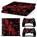 Produktbild Morbuy PS4 Skin Design Folie Aufkleber Sticker schützende Haut Schale für Sony Playstation 4 Konsole und 2 Dualshock Controller Skins (Dunkel Blut)