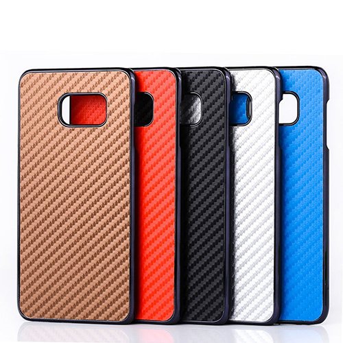 Donkeyphone 599371031 - funda carcasa trasera marron de policarbonato con efecto fibra de carbono para samsung galaxy s6