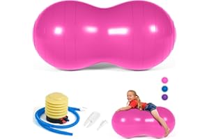 DASKING Peanut Ball, Balle de Massage pour Yoga Pilates Physiothérapie, Anti-Burst Ball d'exercice 90x45cm avec Pompe à Main, Gym Qualité Fitness Ball pour Grossesse, Enfants, Femmes, Hommes