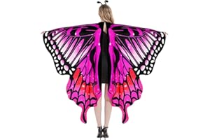 Veroda Butterfly Cape Gradient Color Print Butterfly Wing Shawl for Halloween Cosplay Dress Up Costume