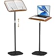 aleawol Wood Book Stand Adjustable Height and Angle, Cookbook Holder Reading Book Stand with Page Paper Clips, Wooden Tablet Holder Floor Book Stands for Reading Drawing