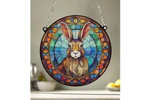 IMAGE INDUSTRY Hare Stained Glass Effect Suncatcher - Garden Gift - Animal Lovers - Hare Lovers (19cm)