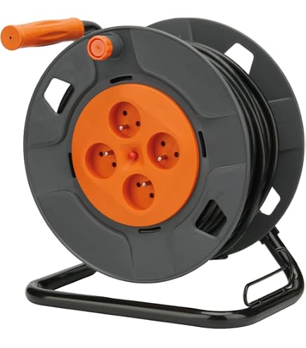DEBFLEX Mini-Enrouleur Électrique 4 Prises 10M - Rallonge Enroulable Bricolage Usage Domestique